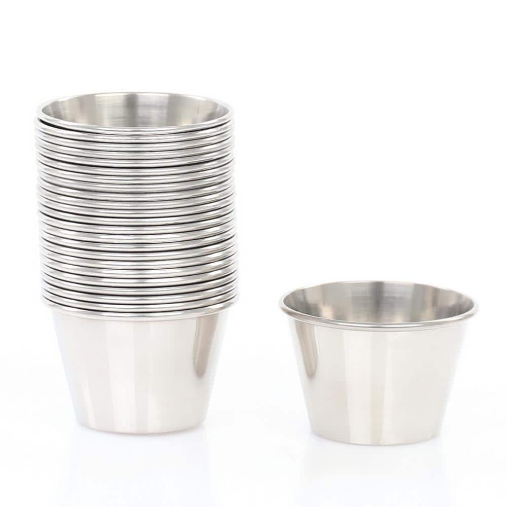 2.5 oz Stainless Steel Condiment Servers 4-Cups(Set of 2) - Hercitys
