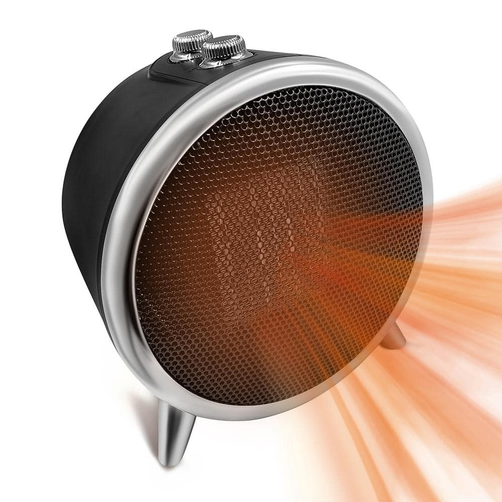1500-Watt 10 in. Black Retro Design Forced Air Electric Ceramic Heater - Hercitys