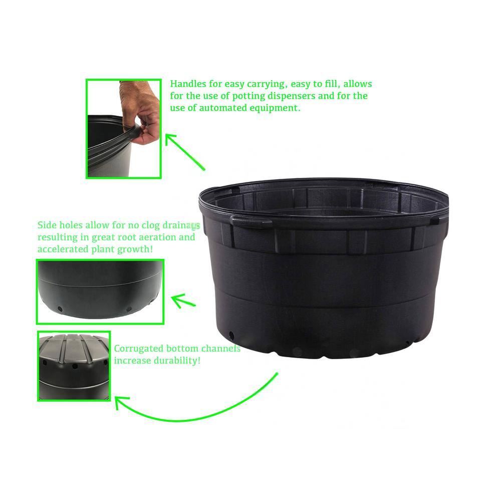 35 Gal. Plastic Round Nursery Pots-34 Actual Gallons / 128.7 Liters / 28 in. W x 15 in. H (5-Pack) - Hercitys