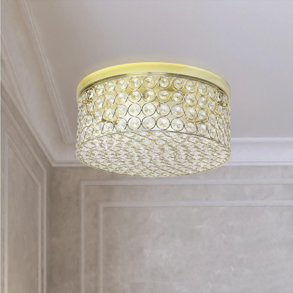 12 in. 2-Light Gold Round Ceiling Flush Mount - Hercitys