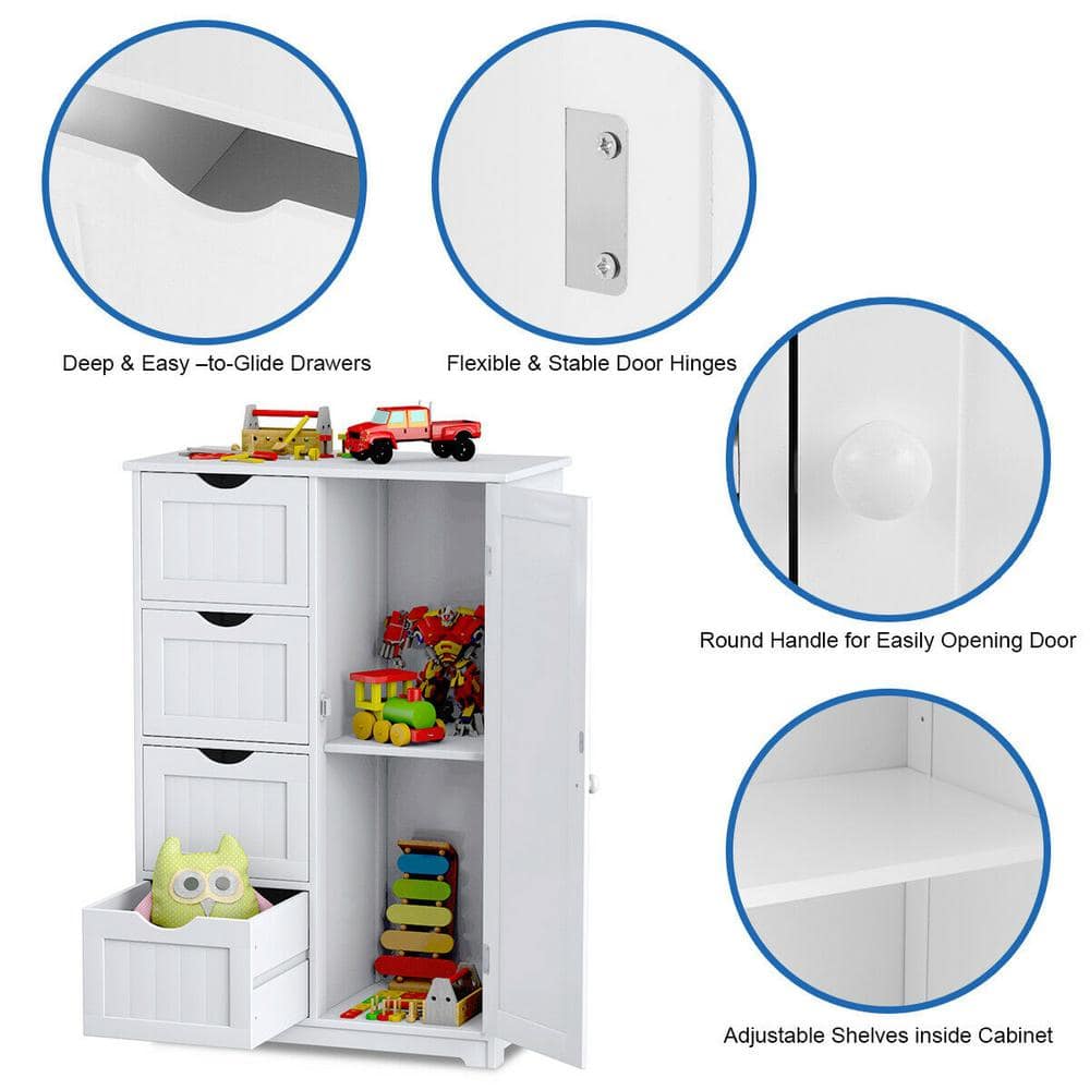 22 in.W x 32 in.H x 12 in.D 4-Gauge 2-Shelves Wooden Freestanding Cabinet in White - Hercitys