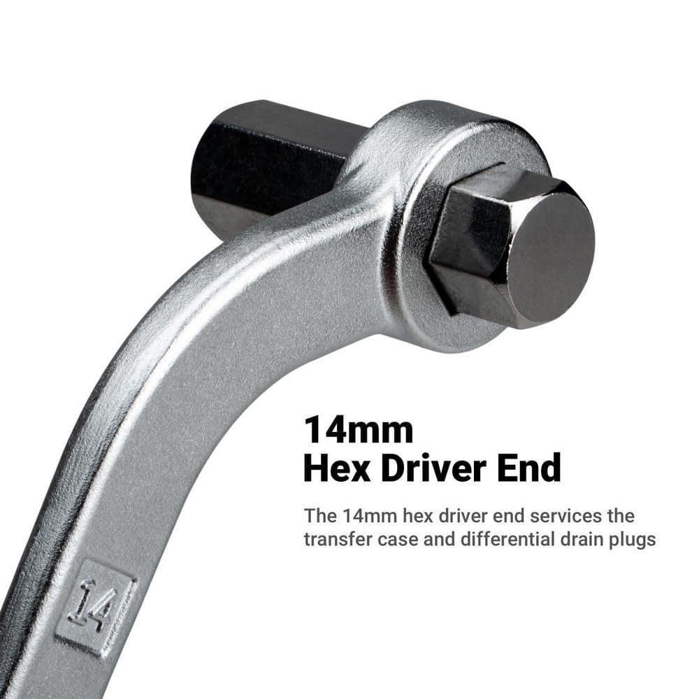 14 mm Box End x 17 mm Hex Driver Steel Oil Drain Plug Wrench Compatible with Most BMW and Mercedes-Benz - Hercitys