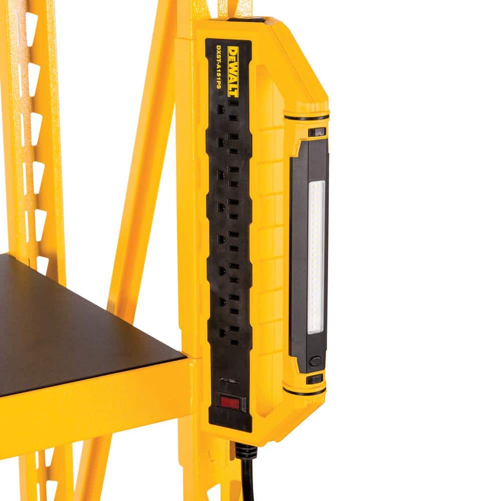 15 Amp GFCI 8-Outlet Power Station with Detachable Rechargeable Work Light/Cord Minder Set for Storage Rack - Hercitys