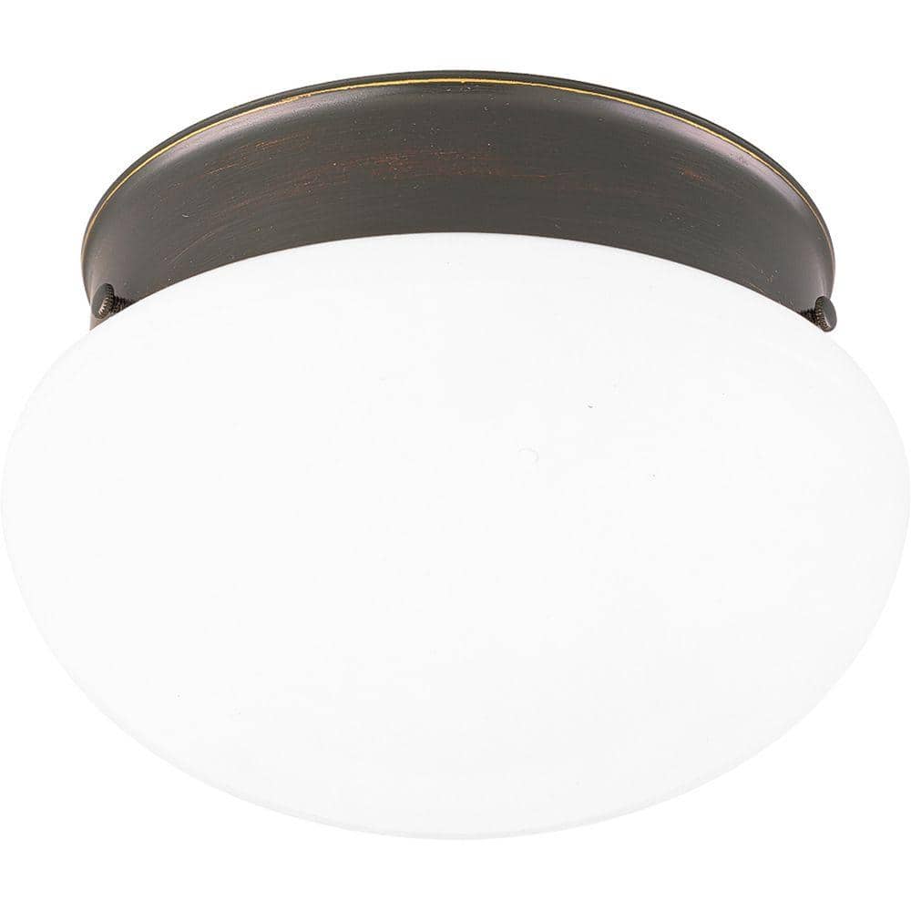2-Light Antique Bronze Flush Mount with White Glass - Hercitys
