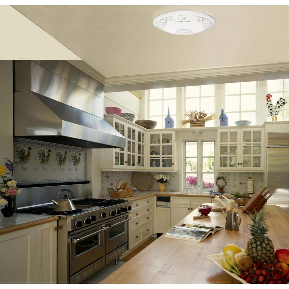 2-Light White with Scroll Design Semi-Flush Mount - Hercitys