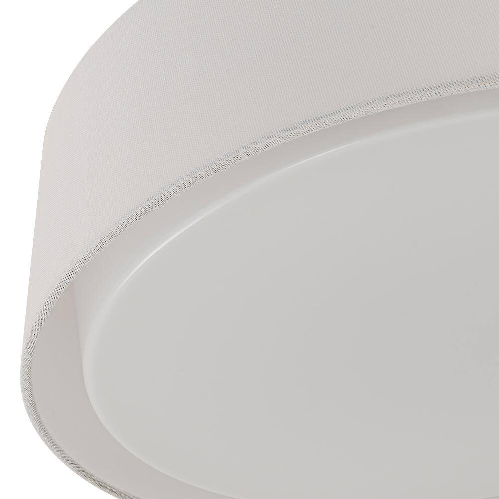 16.3 in. LED Flush Mount Ceiling Light Modern Cone Light Fixture with White Fabric Shade and Milky Glass Shade - Hercitys