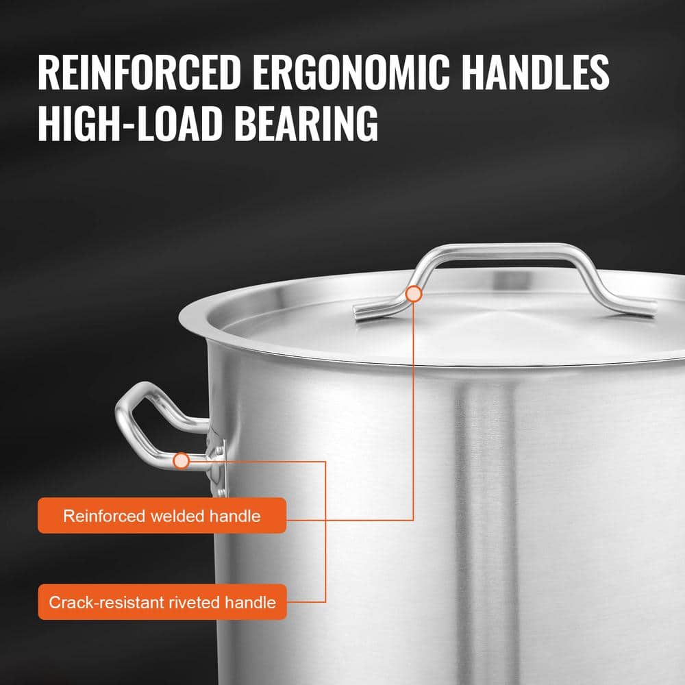 42 qt. Stainless Steel Stock pots Heavy Duty Commercial Grade Stock Pot Large Cooking Pots, Silver - Hercitys