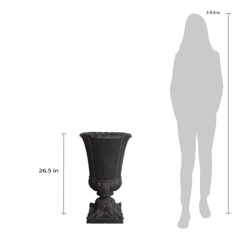 16.25 in. x 26.5 in. Cast Stone Parisian Entrance Urn in Aged Charcoal - Hercitys