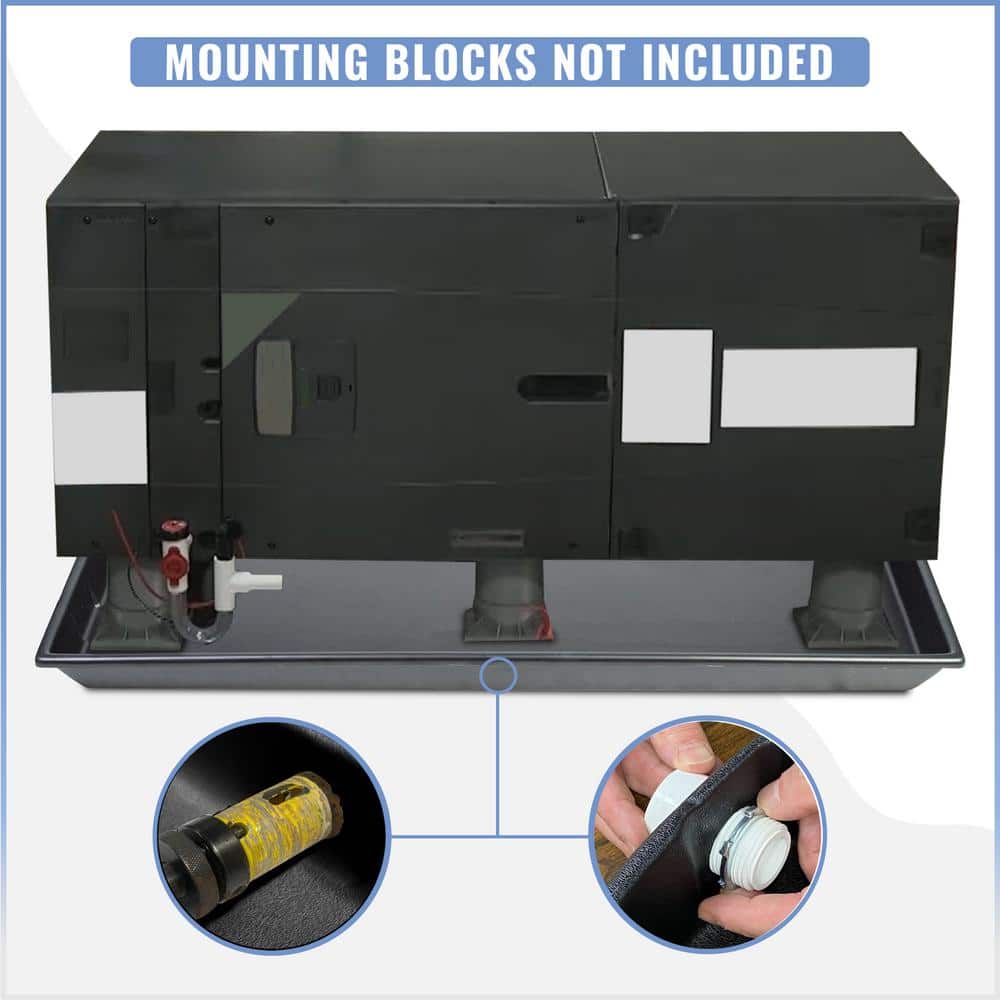 39.50 in. x 16.50 in. Heavy Duty Plastic HVAC Condensate Drain Pan with Drain Hose Adapter - Hercitys