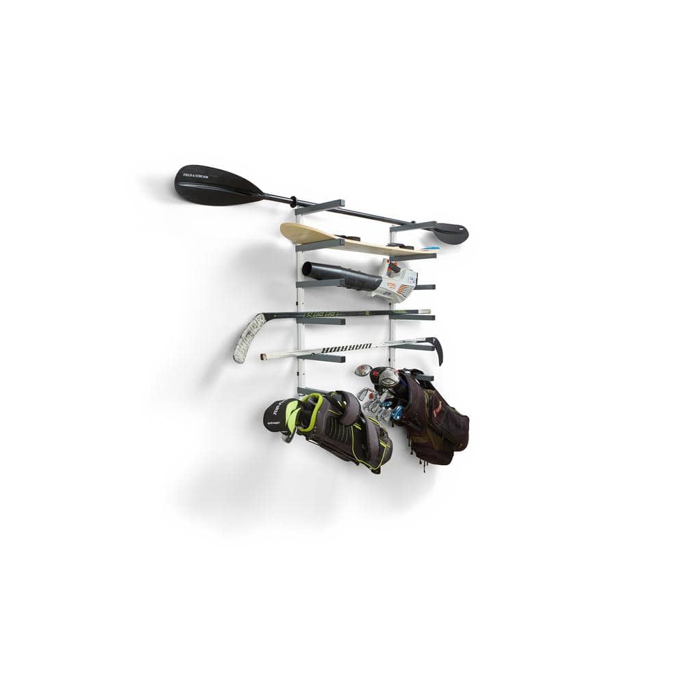 39.5 in. H x 72 in. W x 12.5 in. D 6-Level White/Gray Mounted Steel Garage Wall Shelf - Hercitys