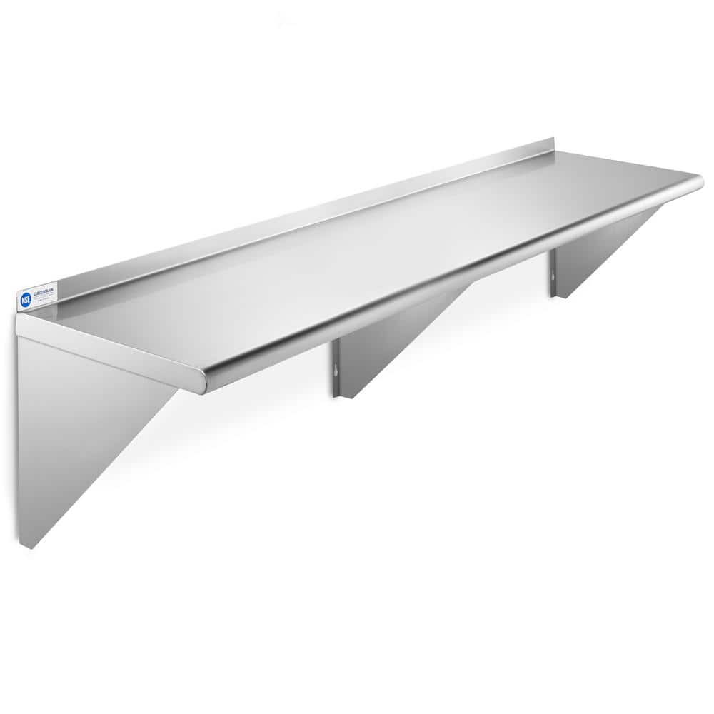 14 in. x 60 in. x 18.5 in. Stainless Steel Wall-Mount Garage Wall Shelf with Brackets - Hercitys