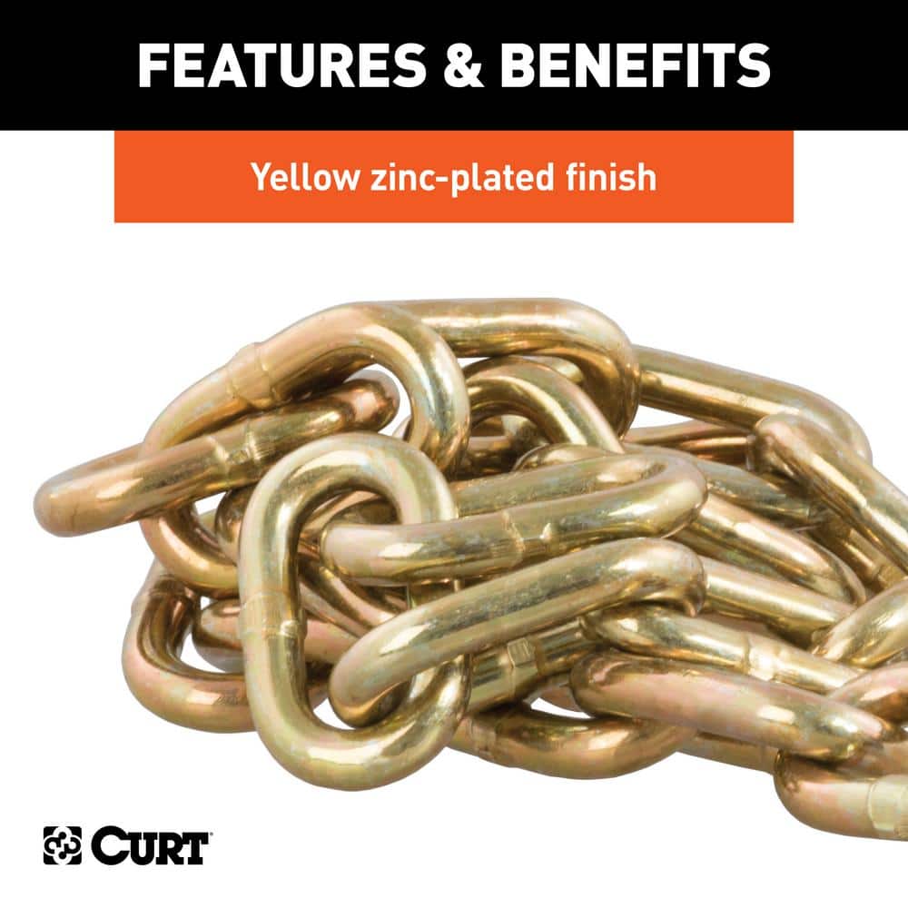 35″ Safety Chain with 1 Clevis Hook (12,600 lbs., Yellow Zinc) - Hercitys