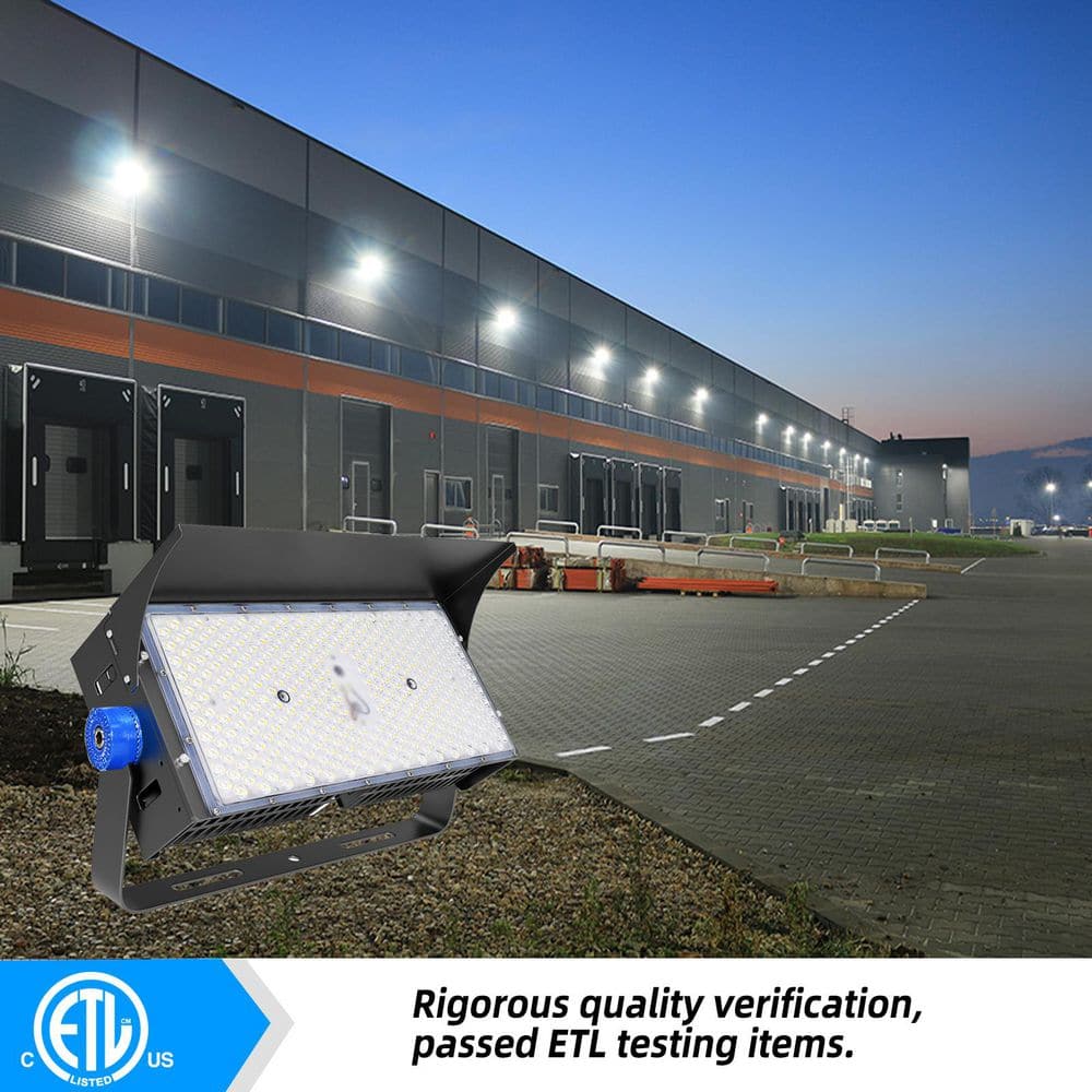 1000-Watt Equivalent 36000 Lumens 120° Black LED Stadium Light 4000K Neutral White LED Flood Light - Hercitys