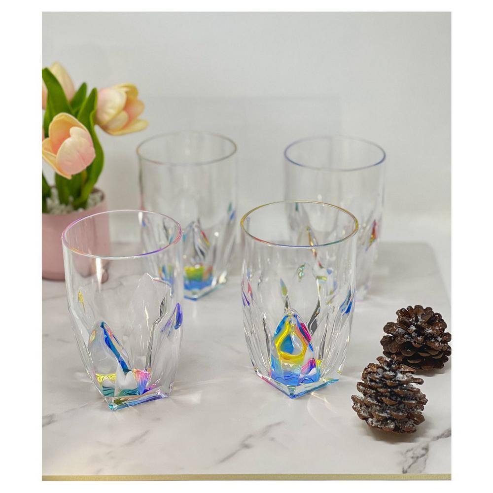 17 oz. Designer Rainbow Diamond Acrylic Wine Glasses Set (Set of 4) - Hercitys