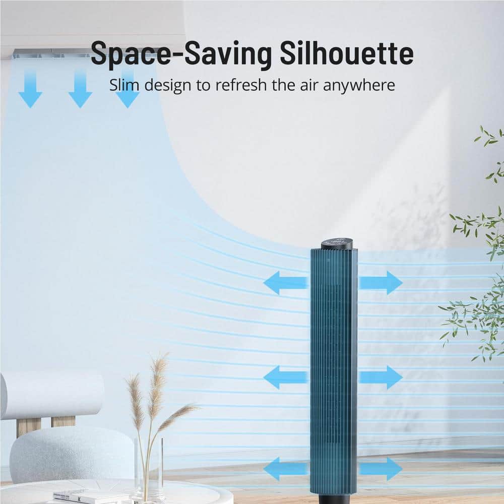 43 in. 5 Fan Speeds Tower Fan in Black with Handy Remote and Timer - Hercitys