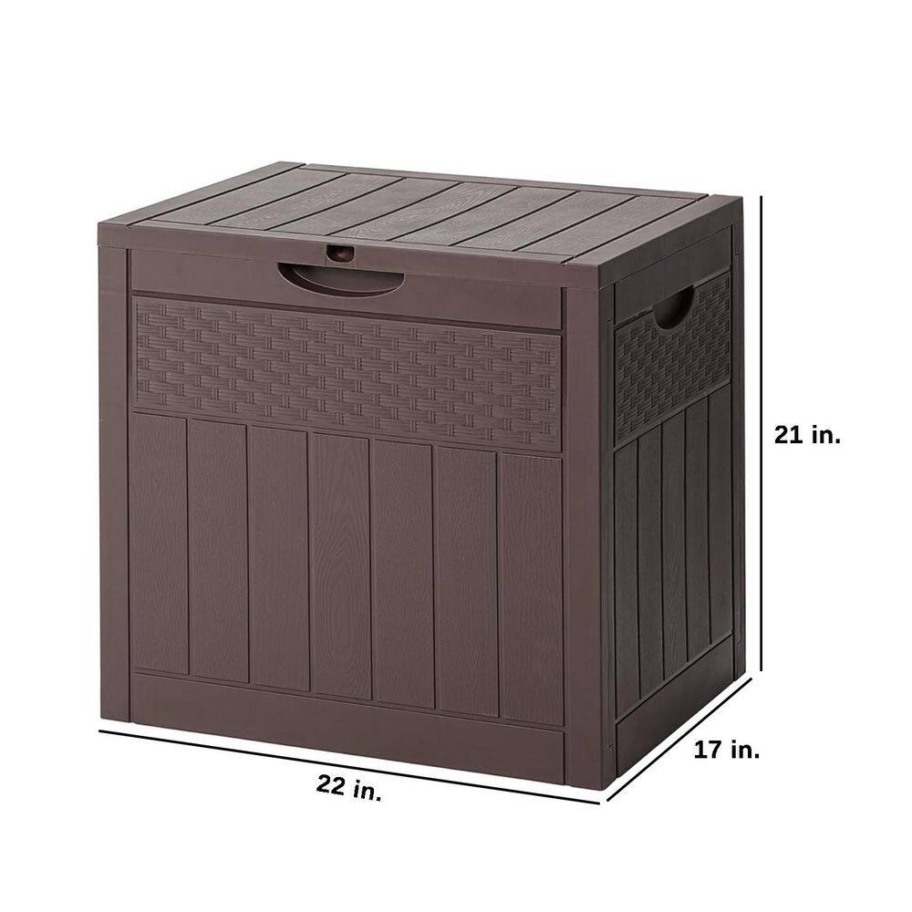 33 Gal. Brown Resin Deck Box with Lockable Lid - Hercitys