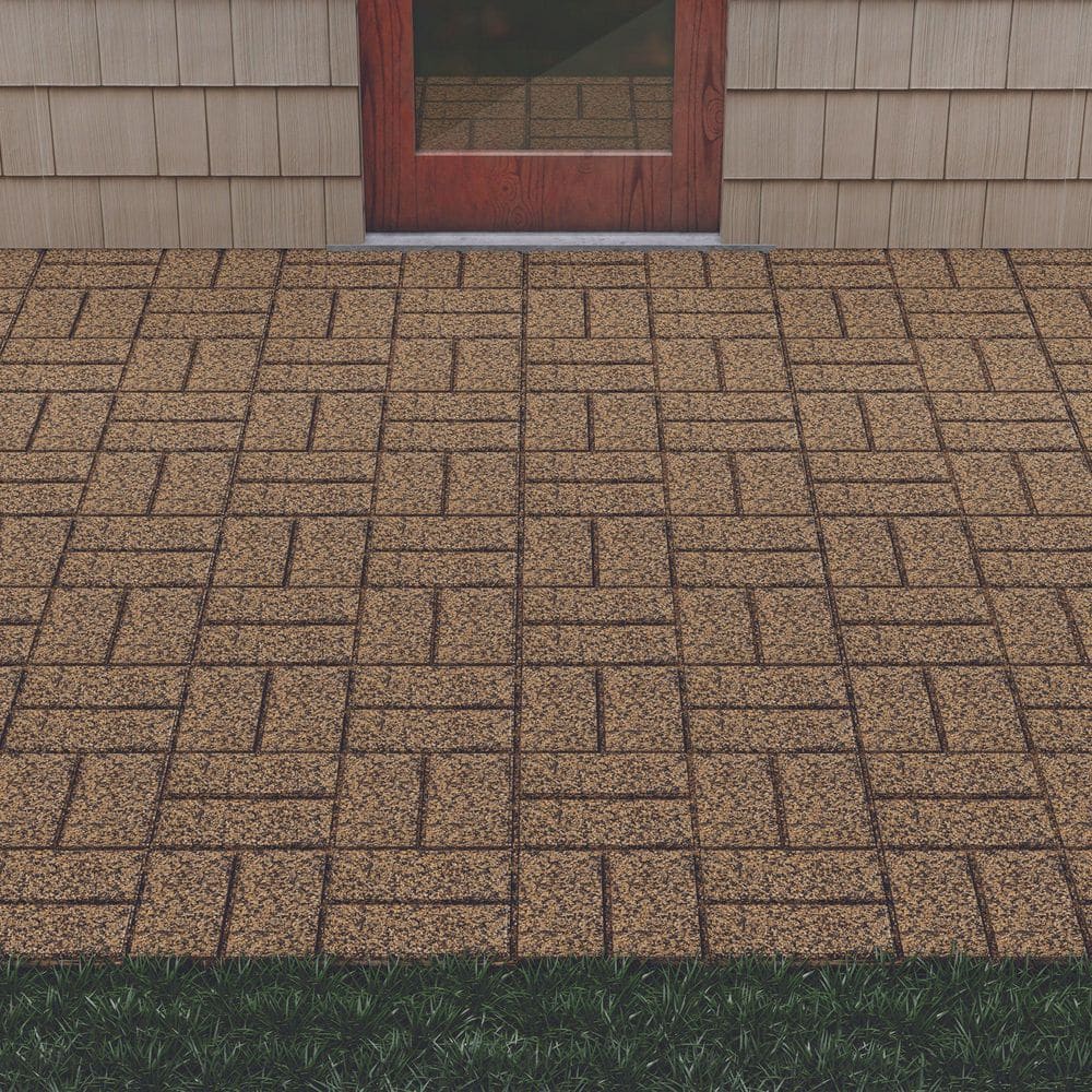 16 in. x 16 in. x 3/4 in. Black/Tan Blended Dual-Sided Rubber Paver (9-Pack) - Hercitys