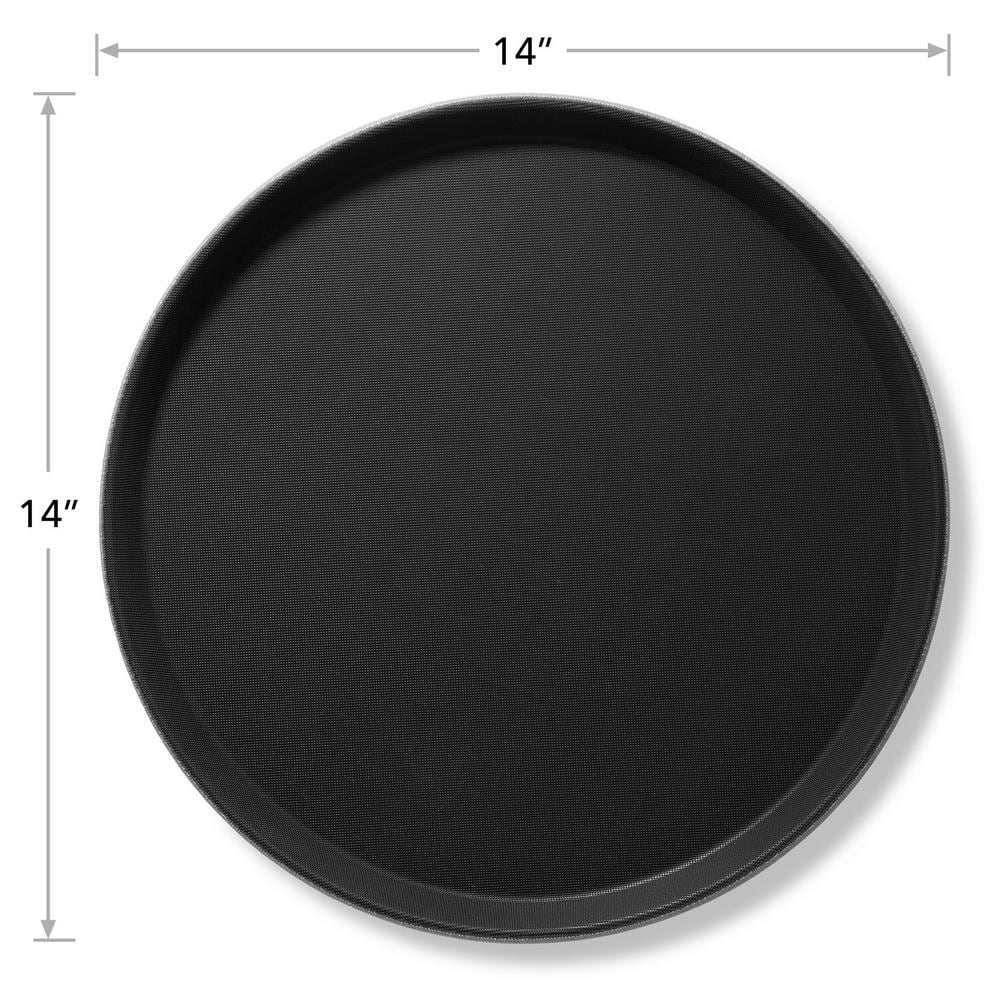 14 in. x .75 in. Round Plastic Non-Slip Serving Trays, Black-NSF Food Service (Set of 4) - Hercitys