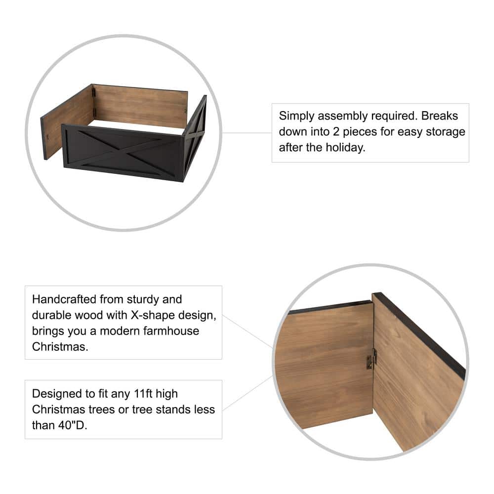 32.25 in. L Black Wooden Tree Collar - Hercitys