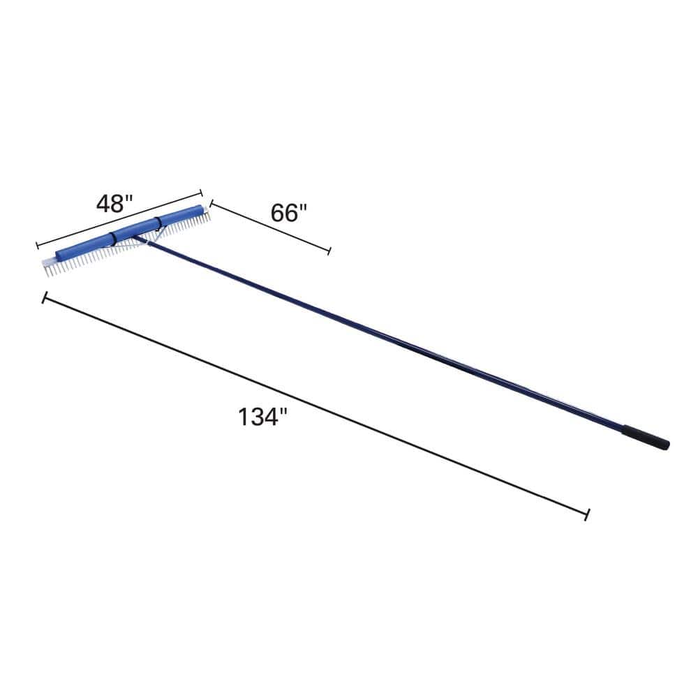 48 in. Floating Weed Lake Rake with 11 ft. Extension Handle and 50 ft. Rope - Hercitys