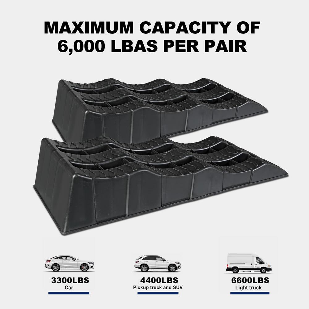 3-Ton (6,000 lbs.) 3-Height Low Profile Car Ramps (1-Pair) - Hercitys