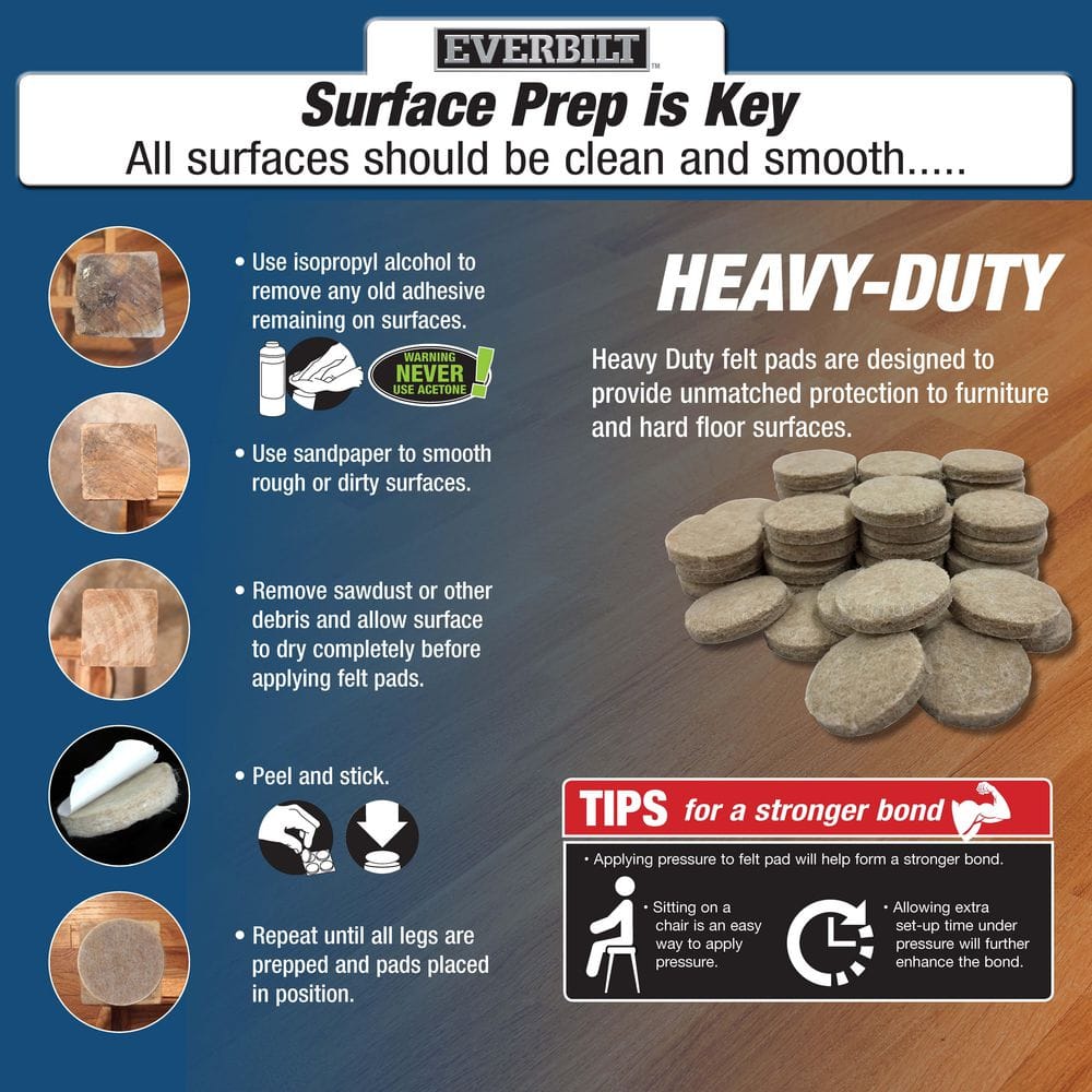 1 in. Beige Round Felt Heavy Duty Self Adhesive Furniture Pads (48-Pack) - Hercitys