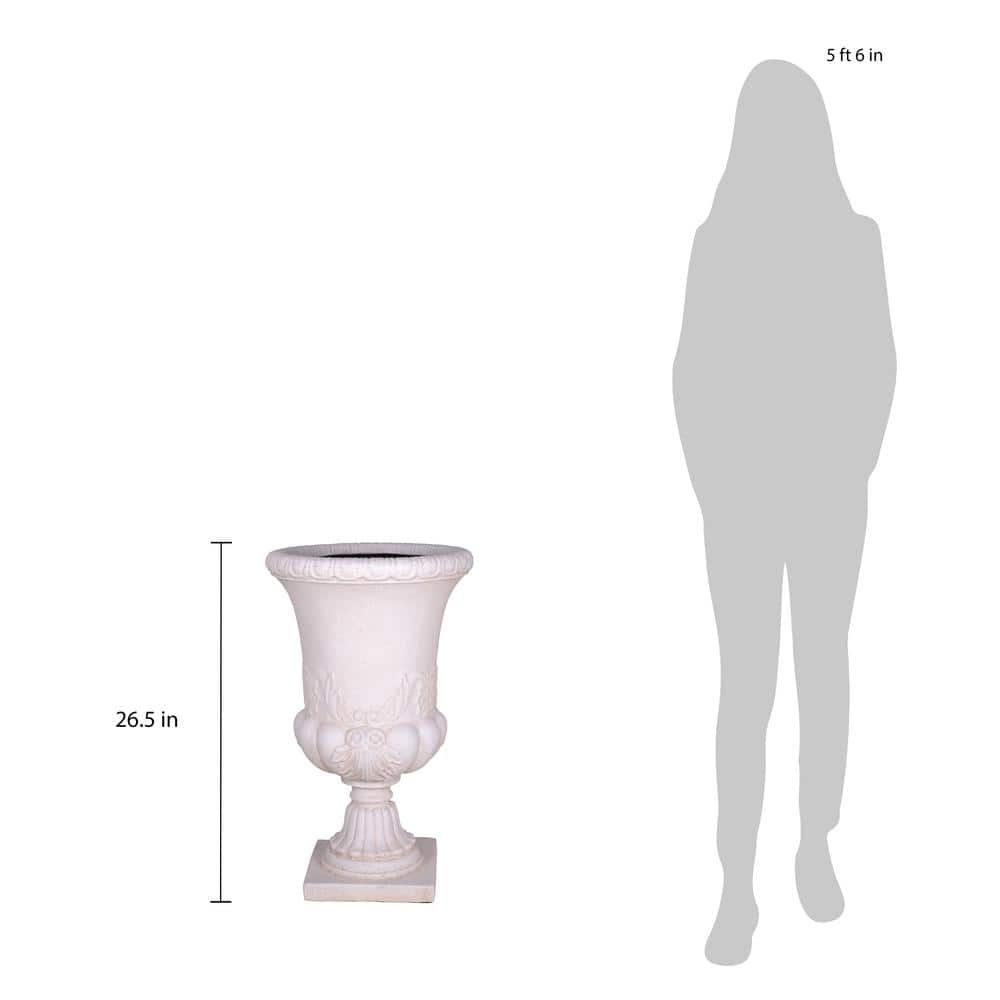 26.5 in. H. Light Aged White Cast Stone Sonnet Entrance Urn - Hercitys