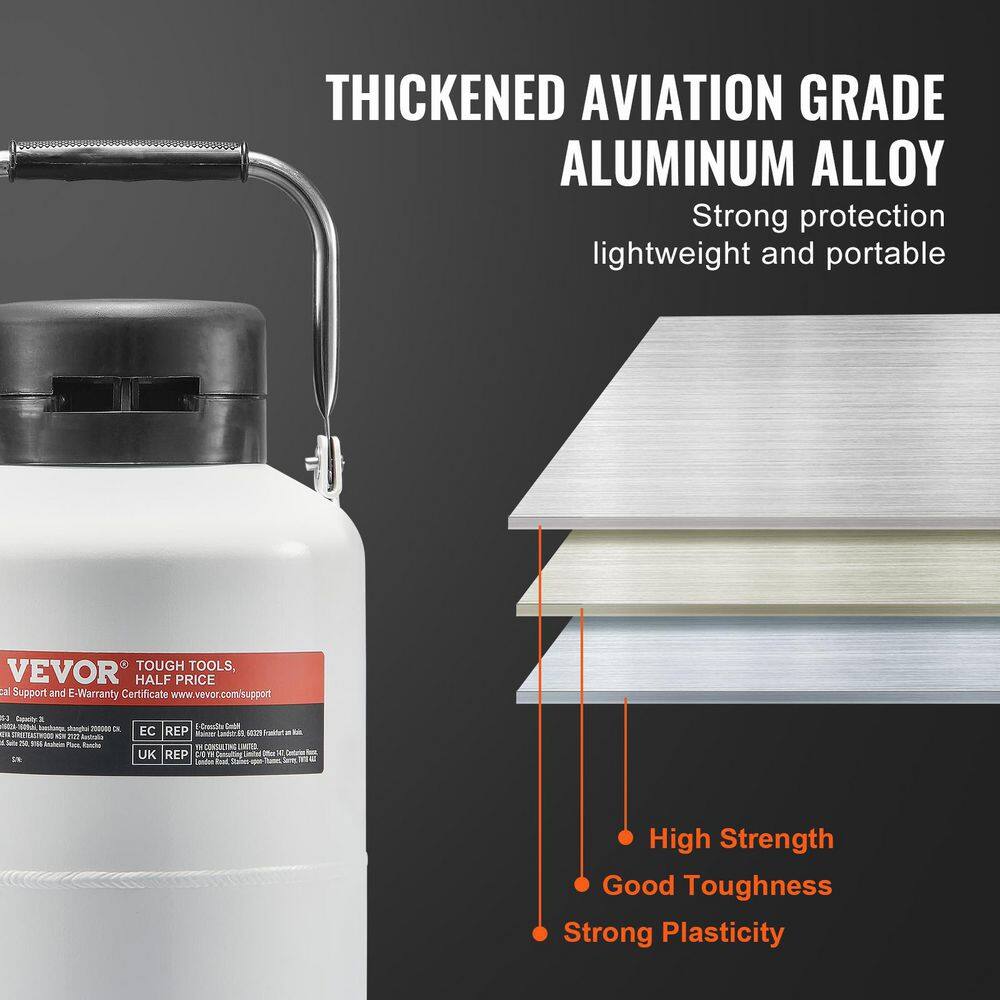 3L Liquid Nitrogen Container Aluminum Alloy Liquid Nitrogen Tank Static Cryogenic Container Liquid Nitrogen Container - Hercitys