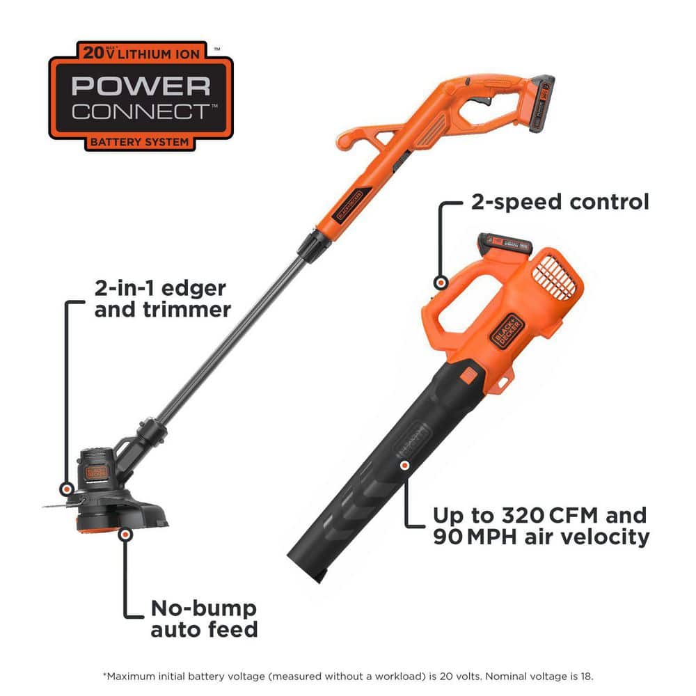20V MAX Lithium-Ion String Trimmer and Blower Combo Kit with (1) 2.0 Ah Battery and Charger - Hercitys