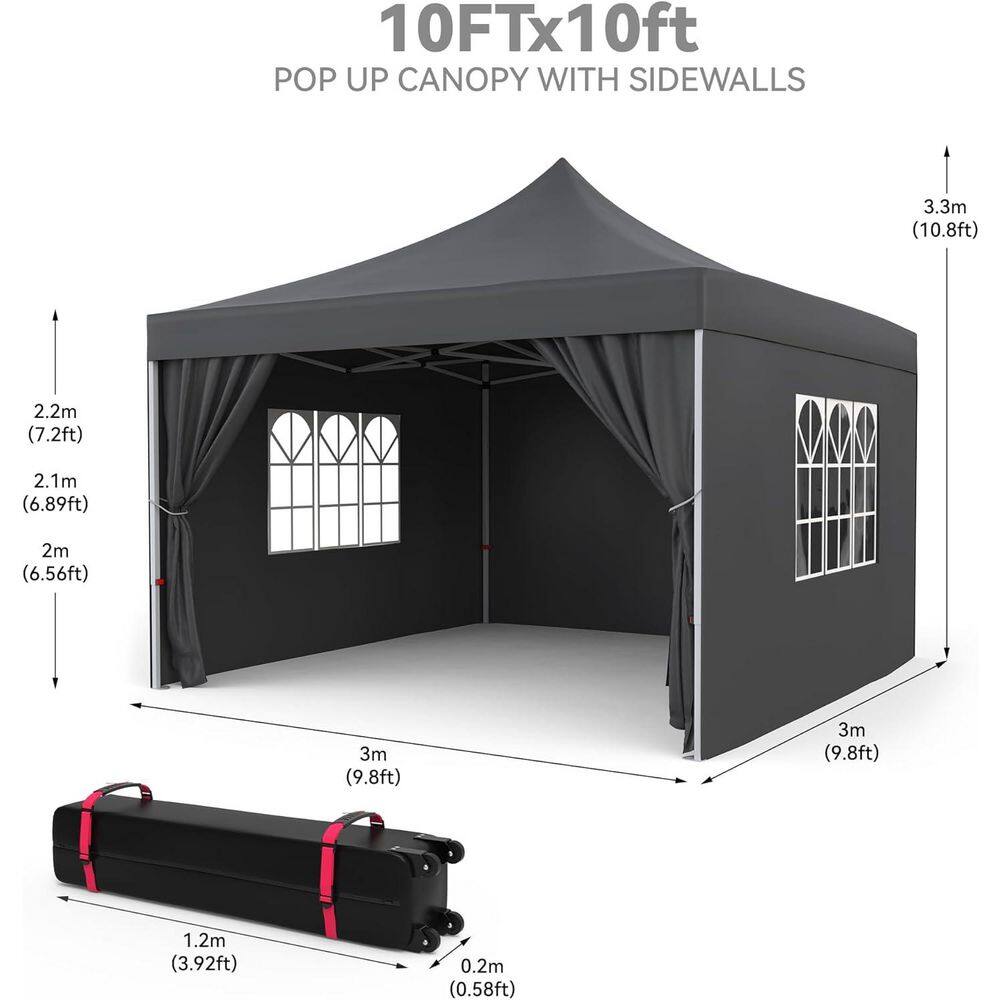 10 x 10 ft. Pop Up Canopy Tent with Sidewalls - Hercitys