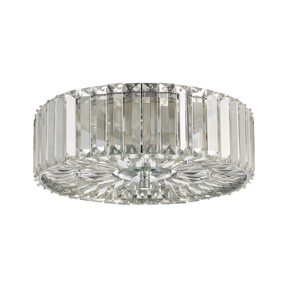 13 in. 2-Light Chrome and Crystal Flush Mount Ceiling Light - Hercitys
