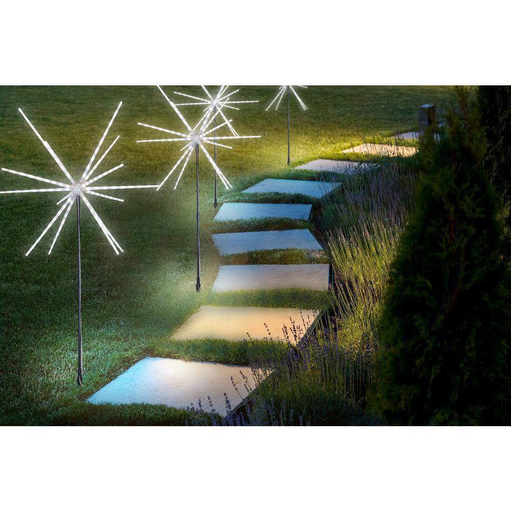 22 in. White Sparkler LED Garden Light with Hanging Hooks Plus Ground Stakes Plus Remote Control - Hercitys