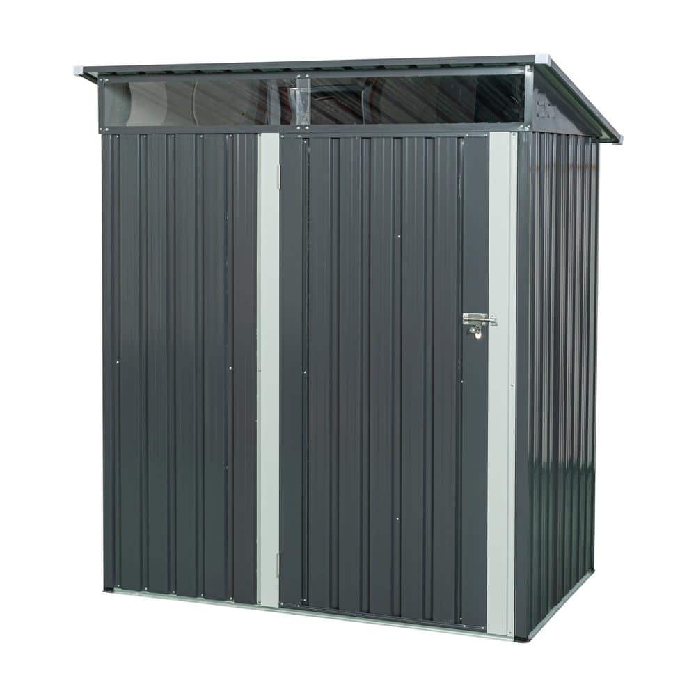 5 ft. W x 3 ft. D Metal Outdoor Storage Shed, All Weather Transparent Plate Gray (15 sq. ft. ) - Hercitys