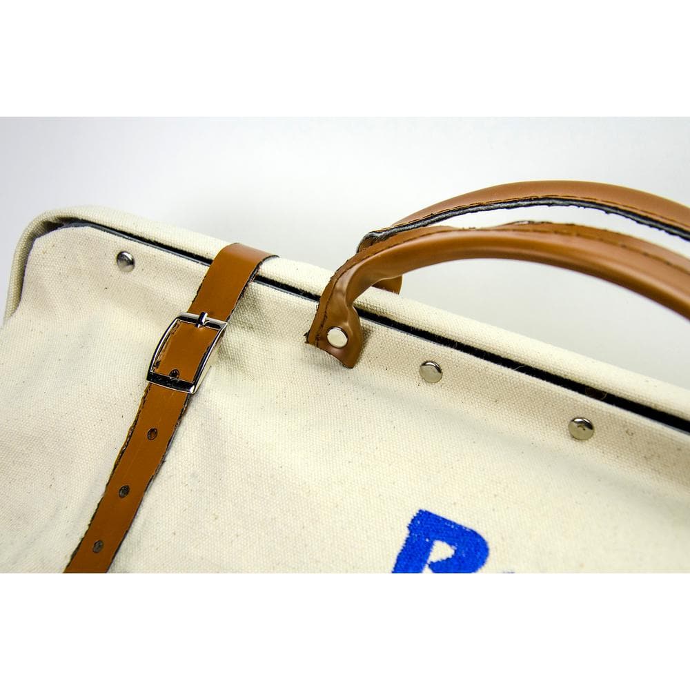 20 in. Canvas Tool Bag with Leather Bottom in White - Hercitys