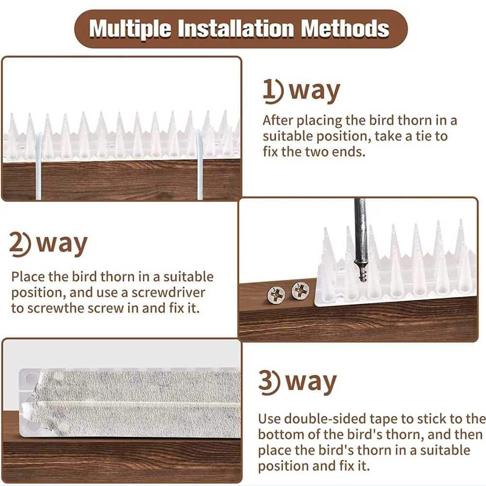 16.9 White Plastic Keeps a Pigeon Away Off Deterrent Plastic Fence Spikes Anti Cat Bird Spikes Strips Bird Repeller - Hercitys