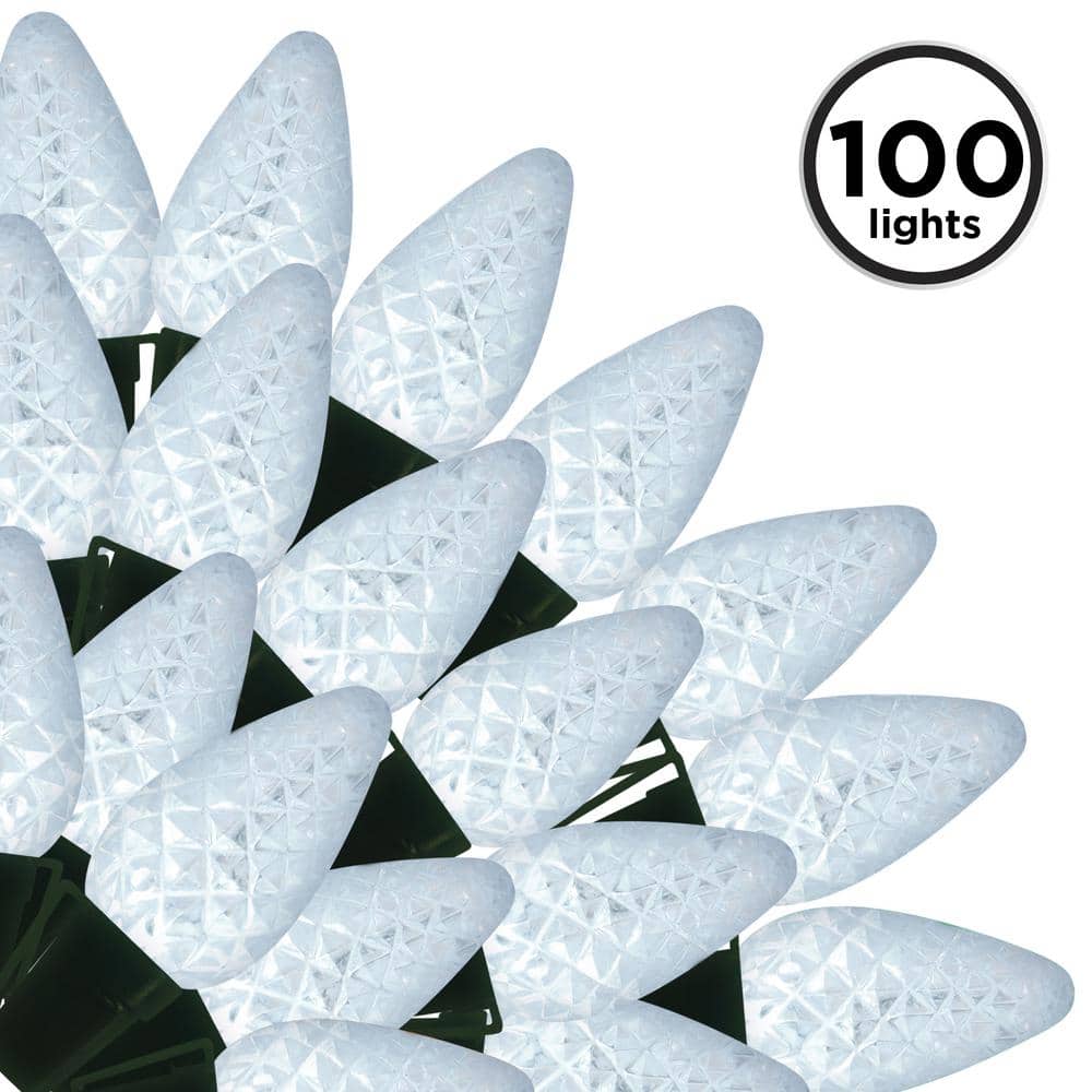 100-Light Pure White Faceted C7 LED Light Set - Hercitys