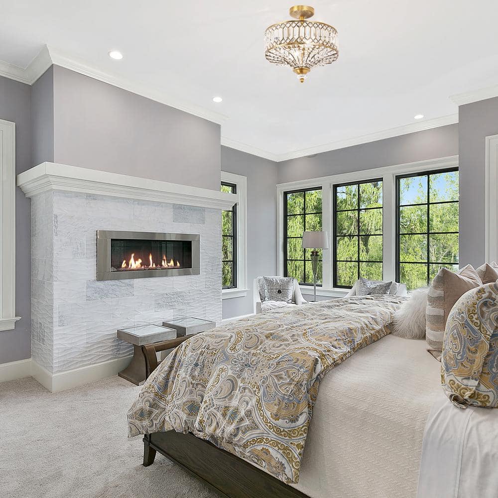 14.75 in. 2-Light Gold Semi-Flush Mount-Light with Tiered Jeweled Glass - Hercitys