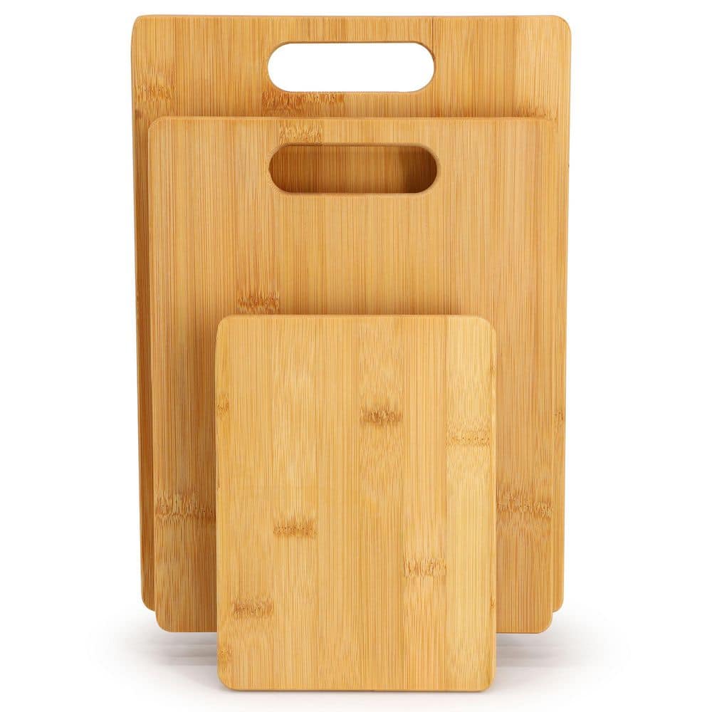 3 Piece 8 in., 11 in., and 13 in. Bamboo Wood Cutting Board Set - Hercitys
