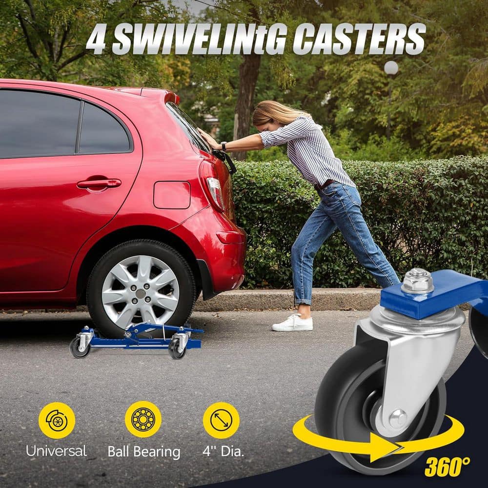 1500 lbs. Capacity Mechanical Car Wheel Dolly in Blue 2-Pack - Hercitys