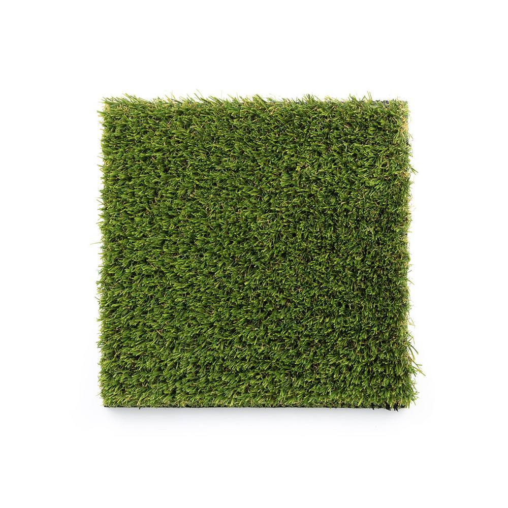 15 ft. W x Cut to Length Green and Tan Quick Draining Artificial Grass Turf - Hercitys