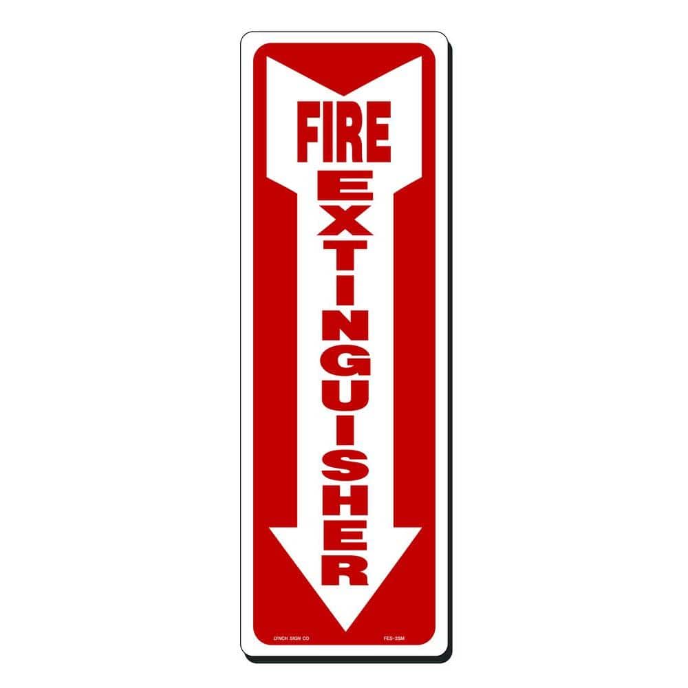 4 in. x 12 in. Fire Extinguisher with Arrow Down Sign Printed on More Durable, Thicker, Longer Lasting Styrene Plastic - Hercitys