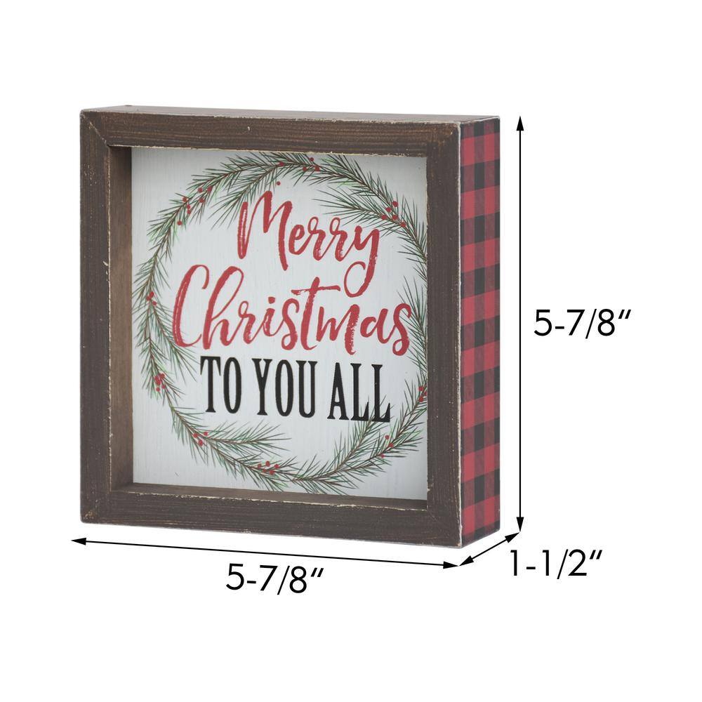 5.875 in. Wood Merry Christmas to You All Christmas Tabletop Sign - Hercitys