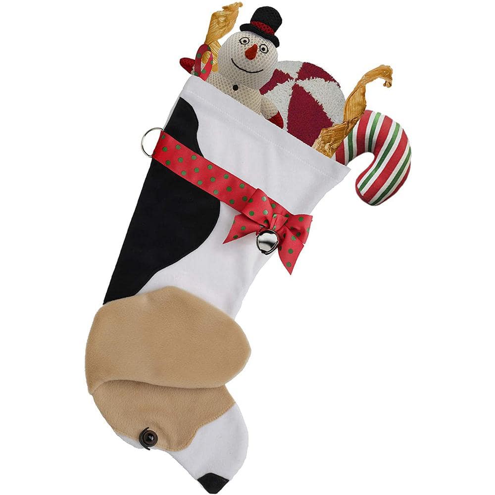 22 in. Beagle Dog Faux Fur Christmas Stocking - Hercitys