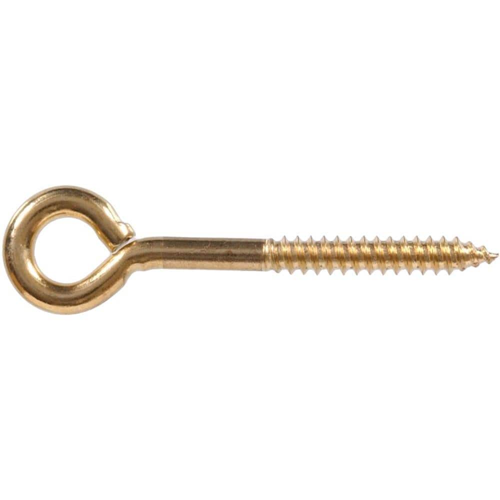 1/4 x 5 in. Brass Plated Lag Thread Screw Eye (10-Pack) - Hercitys