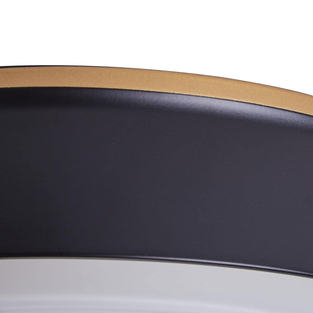 13.2 in. 2-Light Black Flush Mount Ceiling Light with Drum White Glass Shade - Hercitys