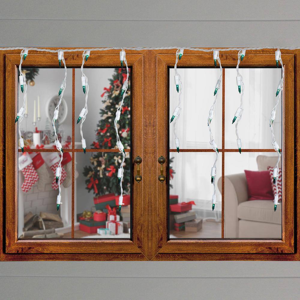 100-Count Teal Mini Icicle Christmas Lights 3.5 ft. White Wire - Hercitys