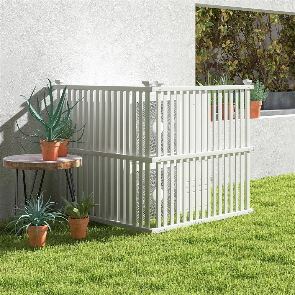 45 in. Plastic Garden Fence in White with Metal Ground Stakes Slat Spacing Sturdy(4 Panels) - Hercitys