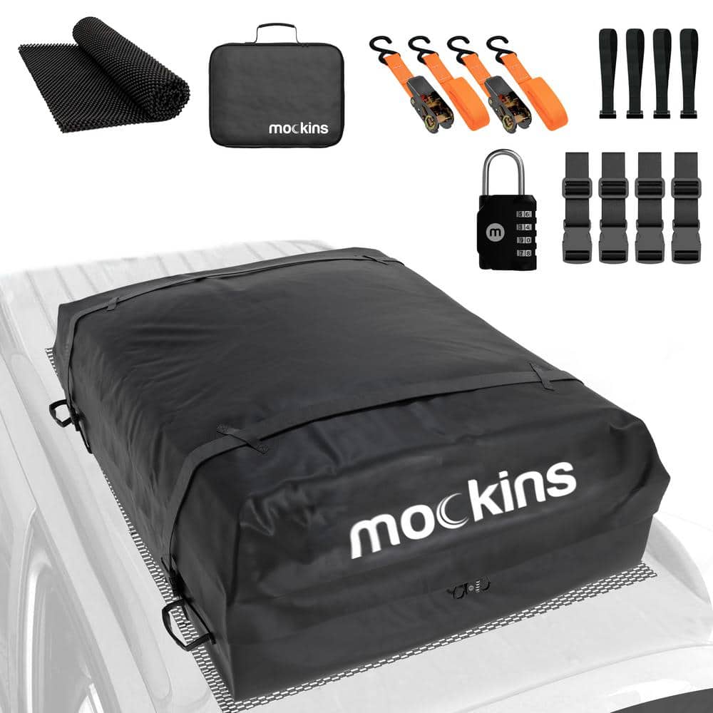 44 in. x 34 in. x 17 in. Waterproof Cargo Roof Bag Set with Car Roof Mat and Ratchet Straps 16 cu. ft. Dry Storage Space - Hercitys