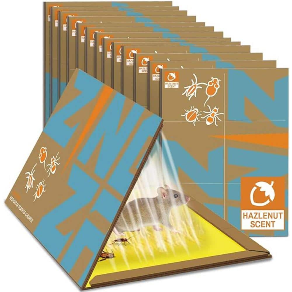 13-Pack Mouse & Insect Glue Traps/Board, 3X Faster Catch with Built-in Hazelnut Scent, Sticky Trap for Crawling Pests - Hercitys
