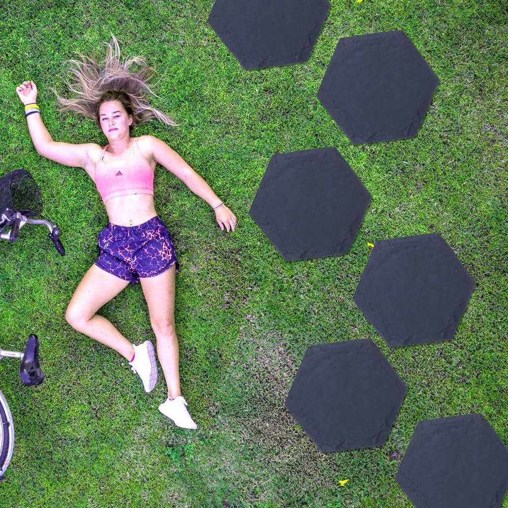 15.98 in. x 15.98 in. x 4.49 in. Hexagon Grey Solid Weatherproof Plastic Set Paver 4-Pieces 1.5 sq. ft. - Hercitys